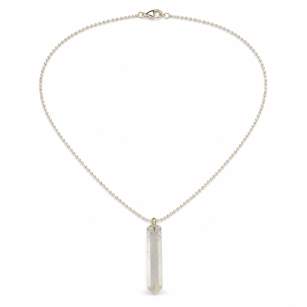 Clear Quartz Point Pendant Necklace White Master product image featuring Clear Quartz.