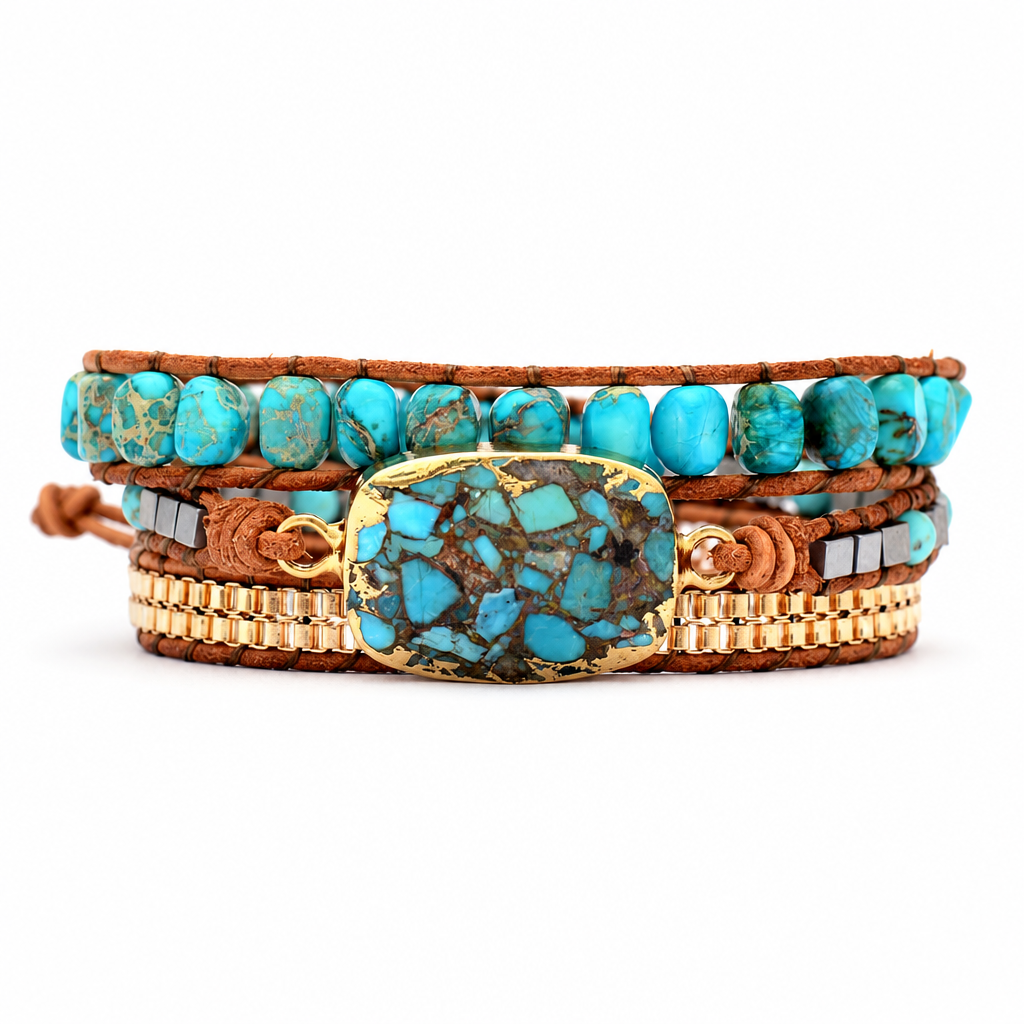 Handmade Natural Stone Copper Bracelet White Master product image featuring Copper.