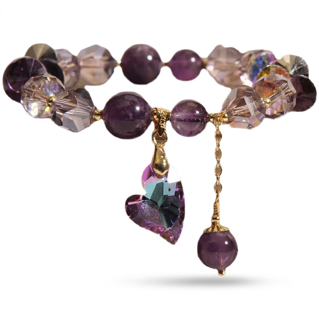 Purple Heart Amethyst Bracelet White Master product image featuring Amethyst.