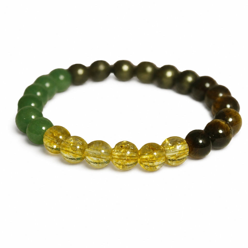 Citrine Green Aventurine Tiger Eye Bracelet White Master product image featuring Citrine.