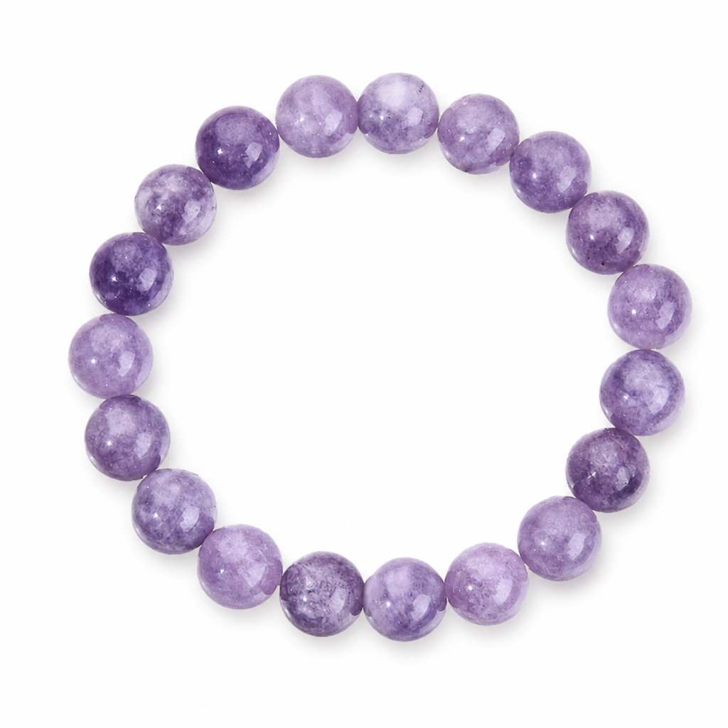 Natural Amethyst Bead Bracelet White Master product image featuring Amethyst.