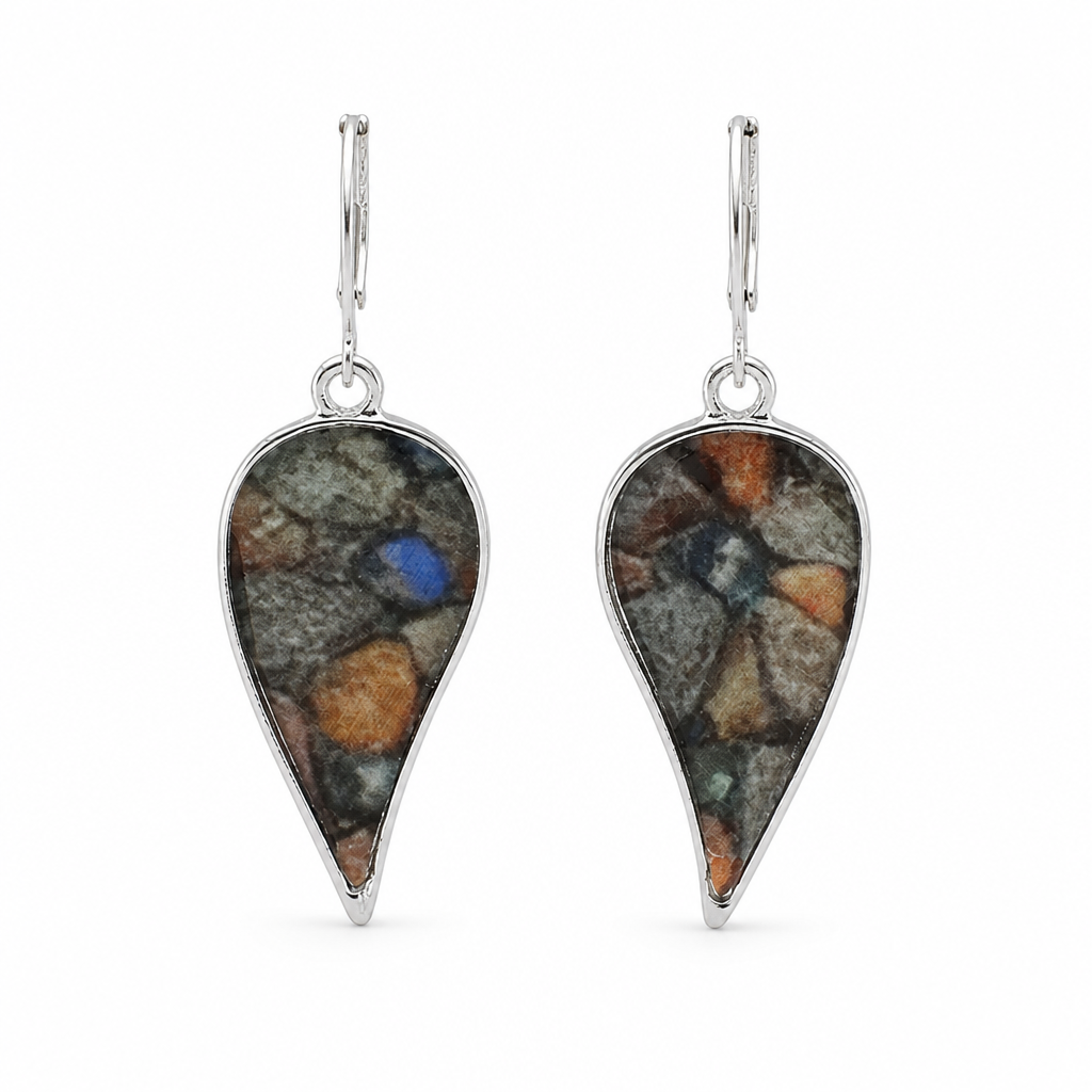 Natural Stone Dangle Earrings White Master product image featuring Alloy.