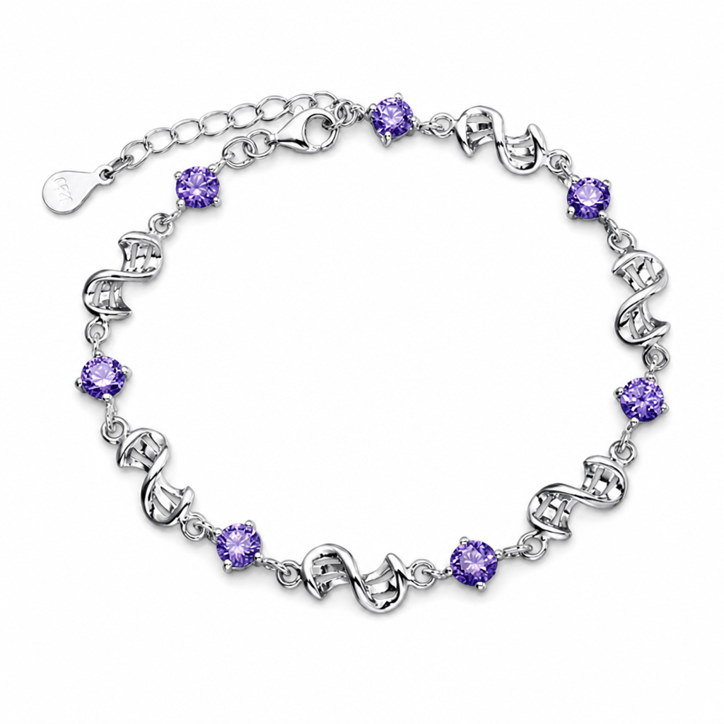 Amethyst Silver Link Bracelet White Master product image featuring Amethyst.