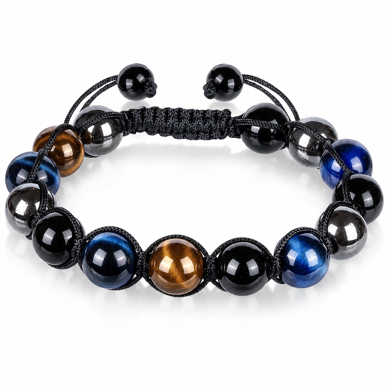 Natural Tiger Eye Obsidian 8mm Bracelet White Master product image featuring Tiger Eye.