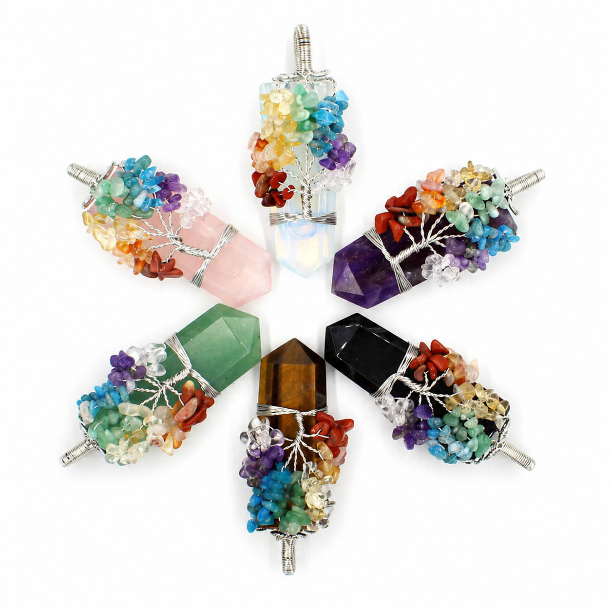 Amethyst Tree of Life Pendant Necklace White Master product image featuring Amethyst.