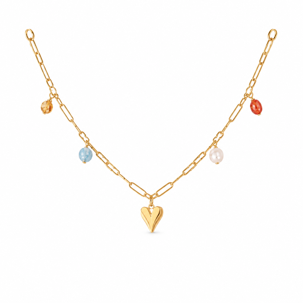 Titanium Steel Heart Pendant Necklace White Master product image featuring Freshwater Pearl.