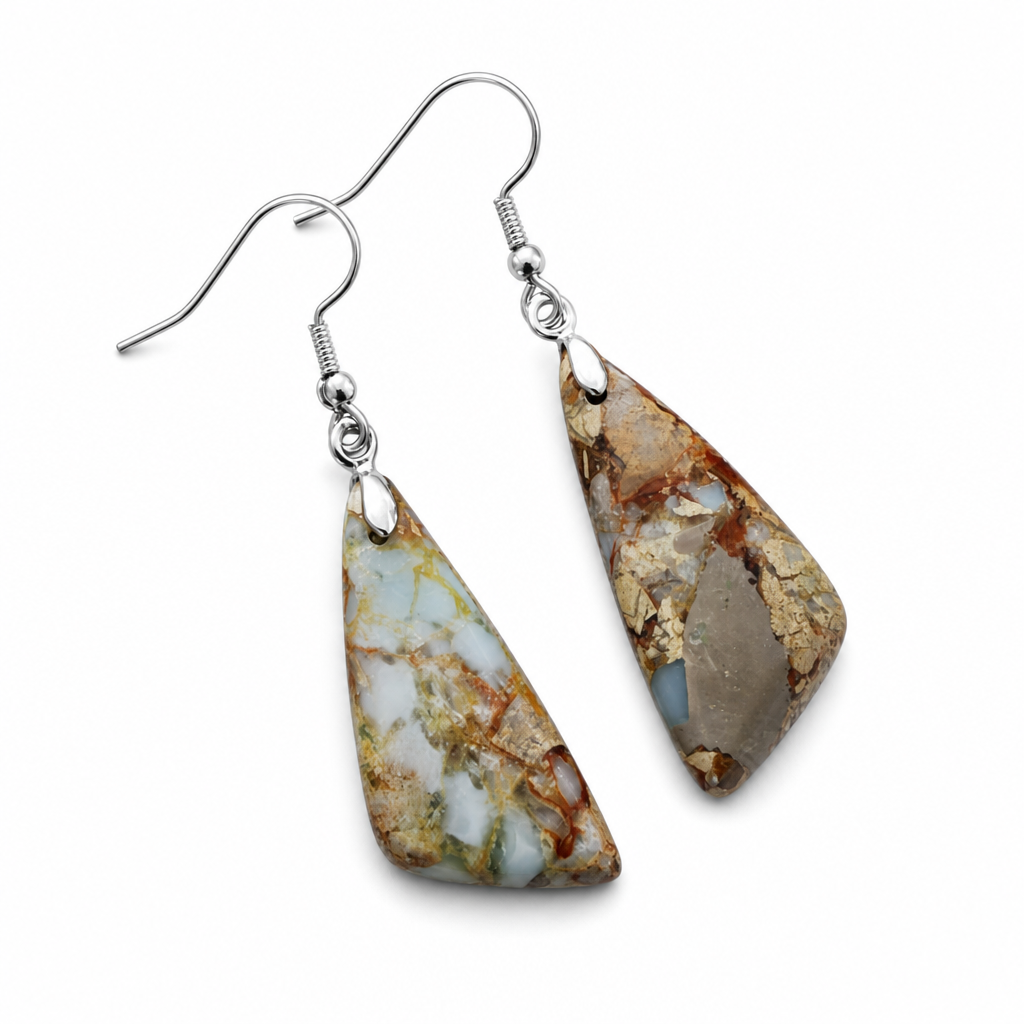 Emperor Stone Geometric Earrings White Master product image featuring Copper.