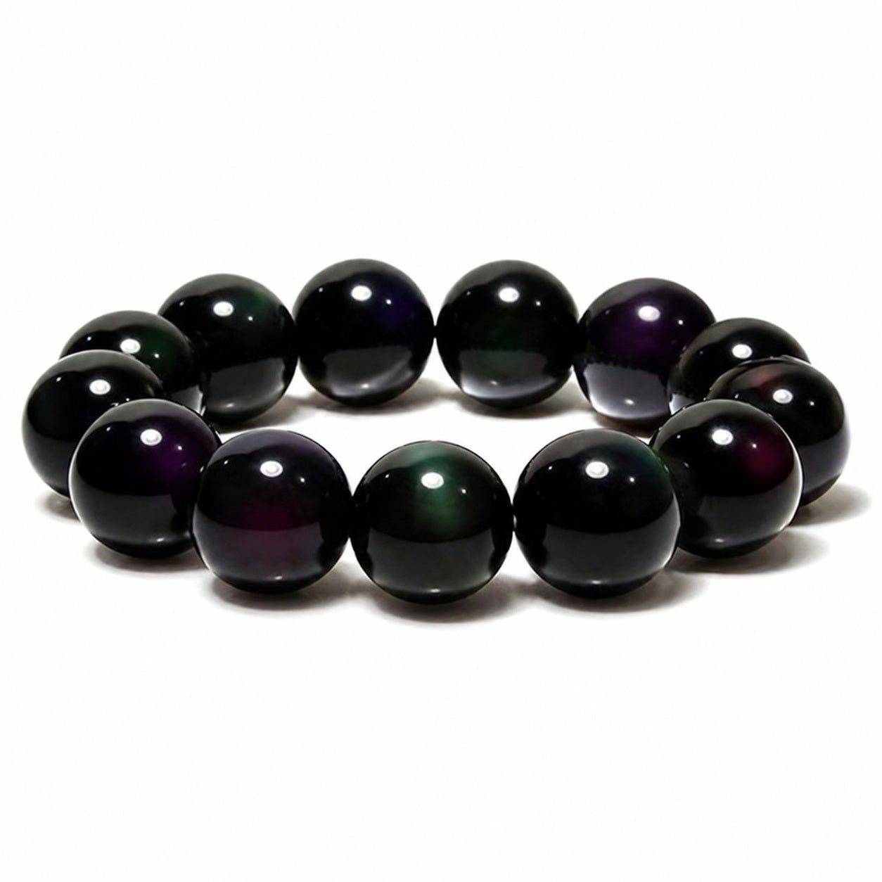 Black Obsidian 8mm Bead Bracelet White Master product image featuring Black Obsidian.