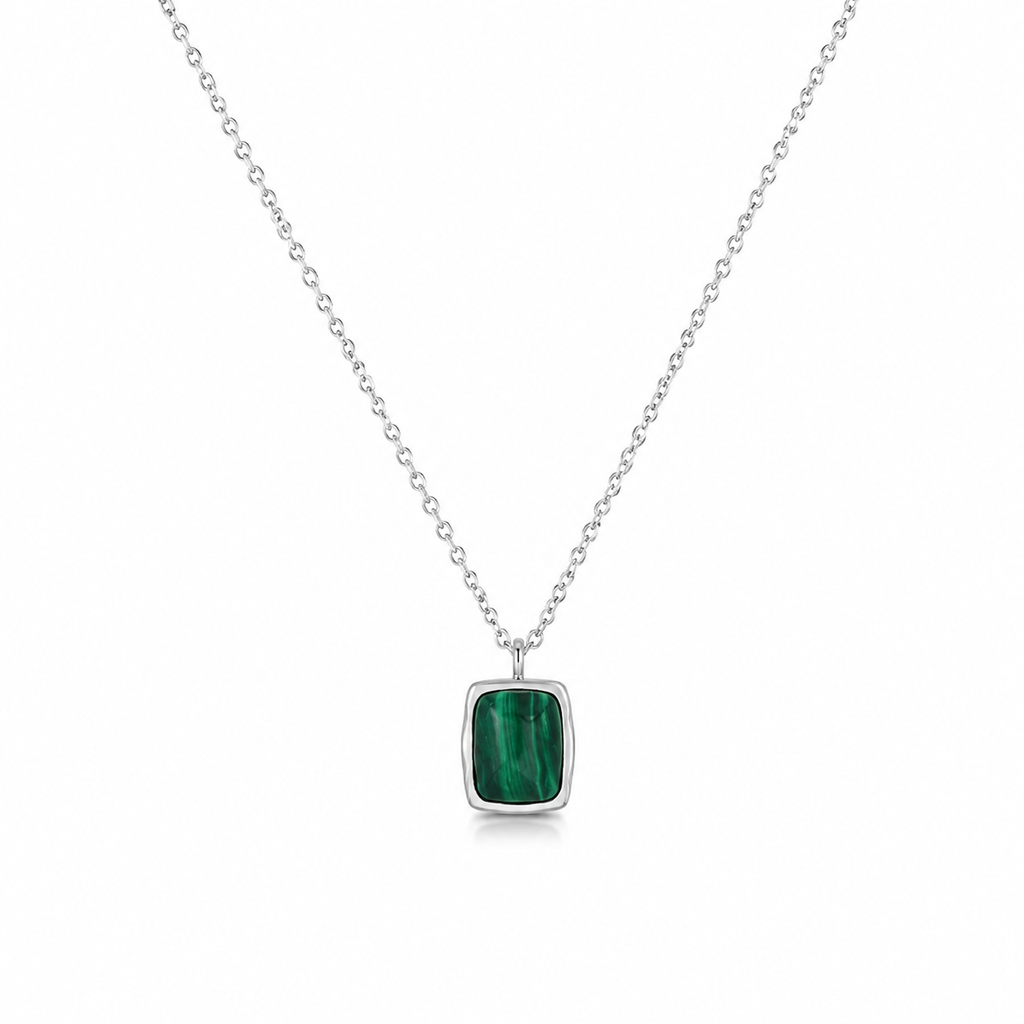 Natural Malachite Pendant Necklace White Master product image featuring Freshwater Pearl.