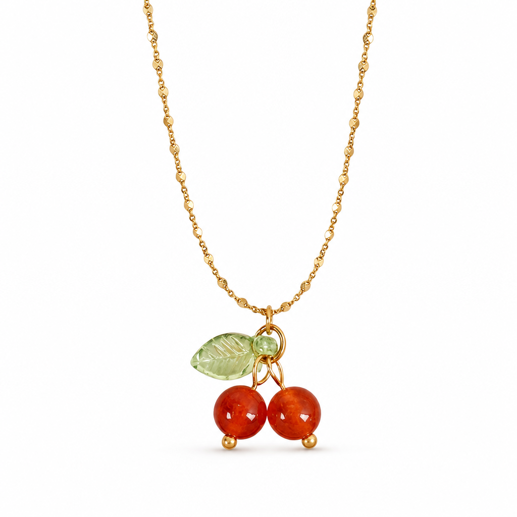 Agate Cherry Pendant Necklace White Master product image featuring 18k Gold Plated.