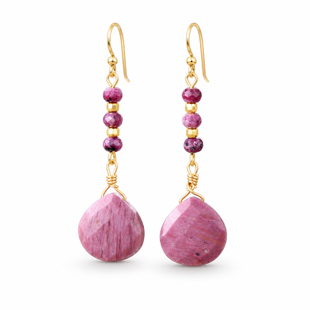 Natural Stone Bead Shape Earrings White Master product image featuring 18k Gold Plated.