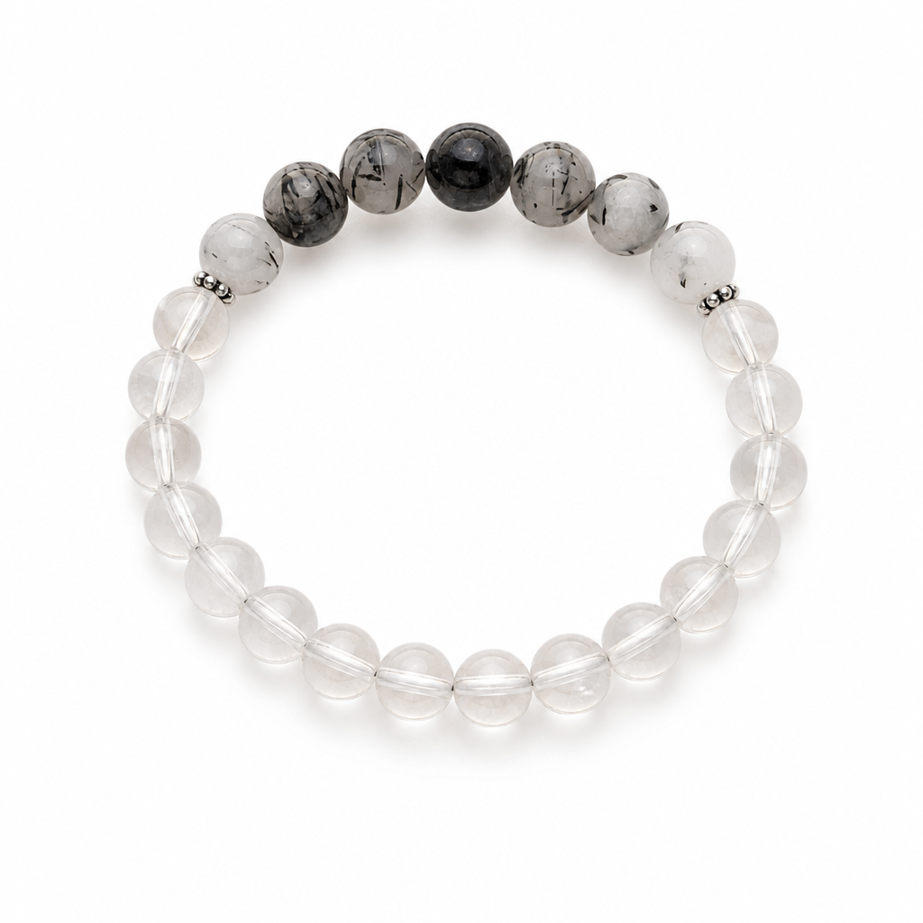 Black Tourmaline & Quartz Stretch Bracelet White Master product image featuring Black Tourmaline.