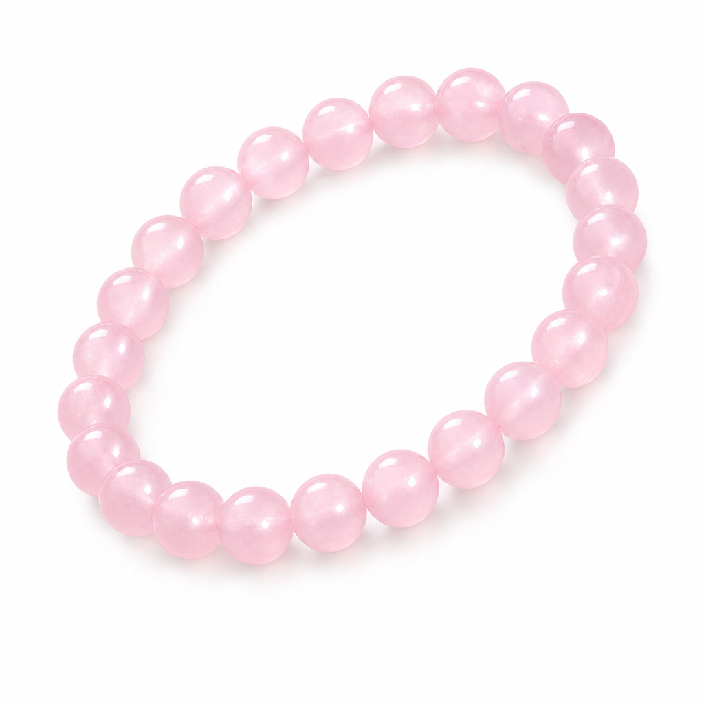Natural Rose Quartz Bead Bracelet White Master product image featuring Rose Quartz.