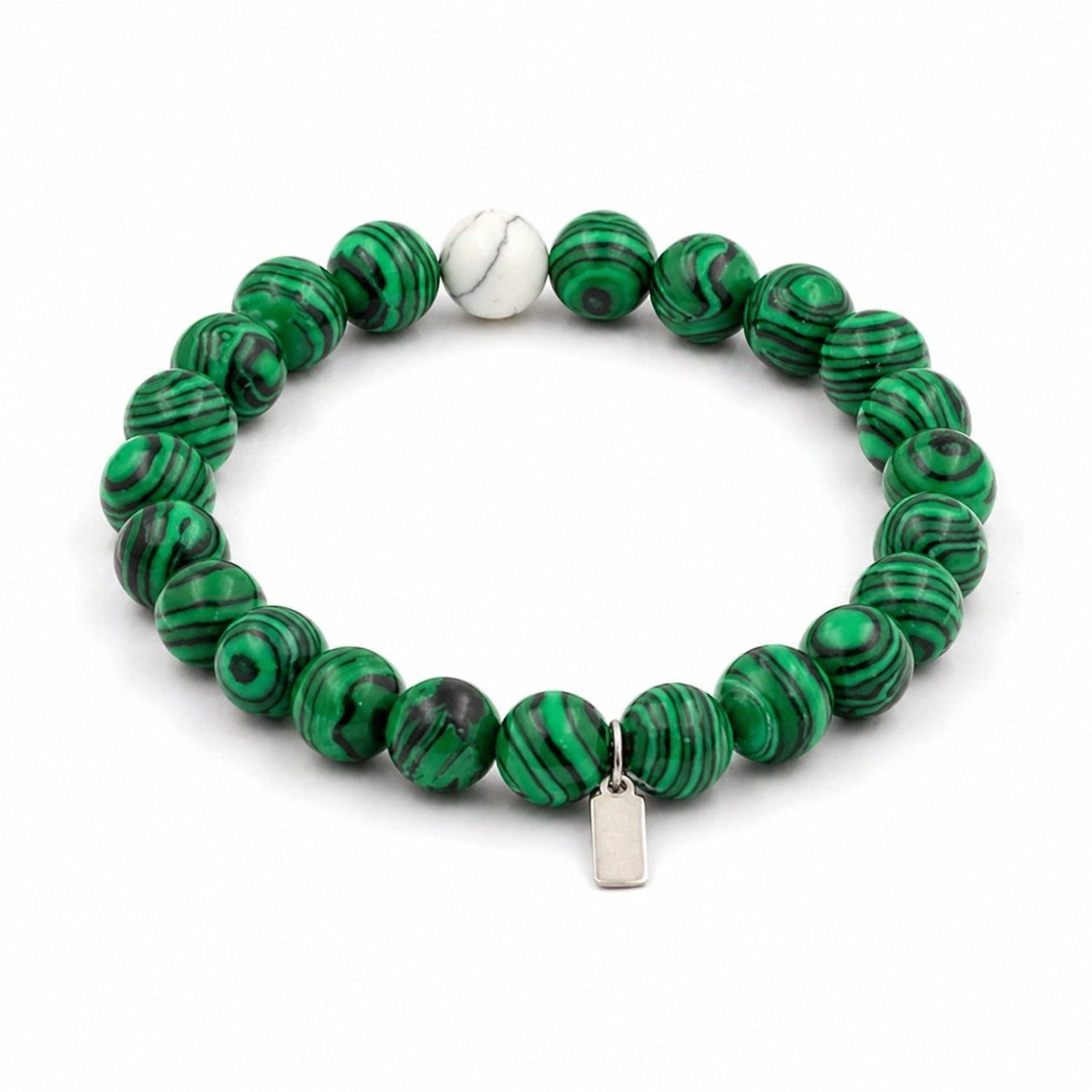 Malachite & Howlite 8mm Bead Bracelet White Master product image featuring Malachite.