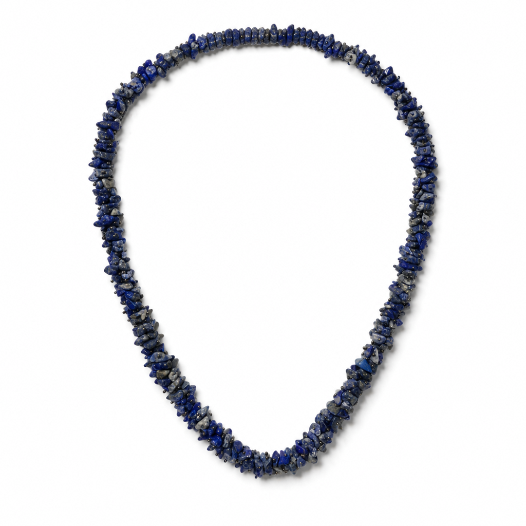 Lapis Lazuli Chip Necklace White Master product image featuring Natural Stone.