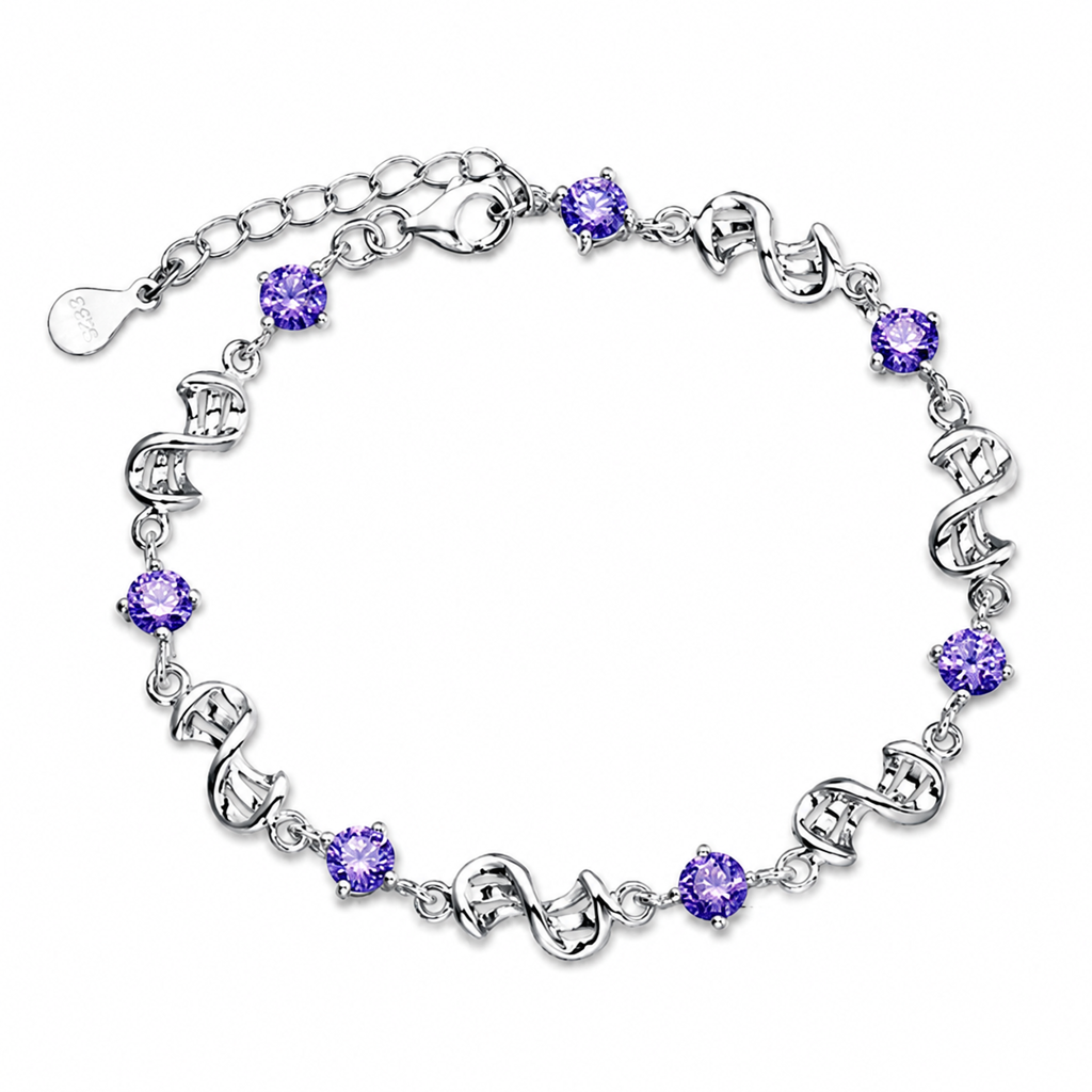 Amethyst Silver Link Bracelet White Master product image featuring Amethyst.