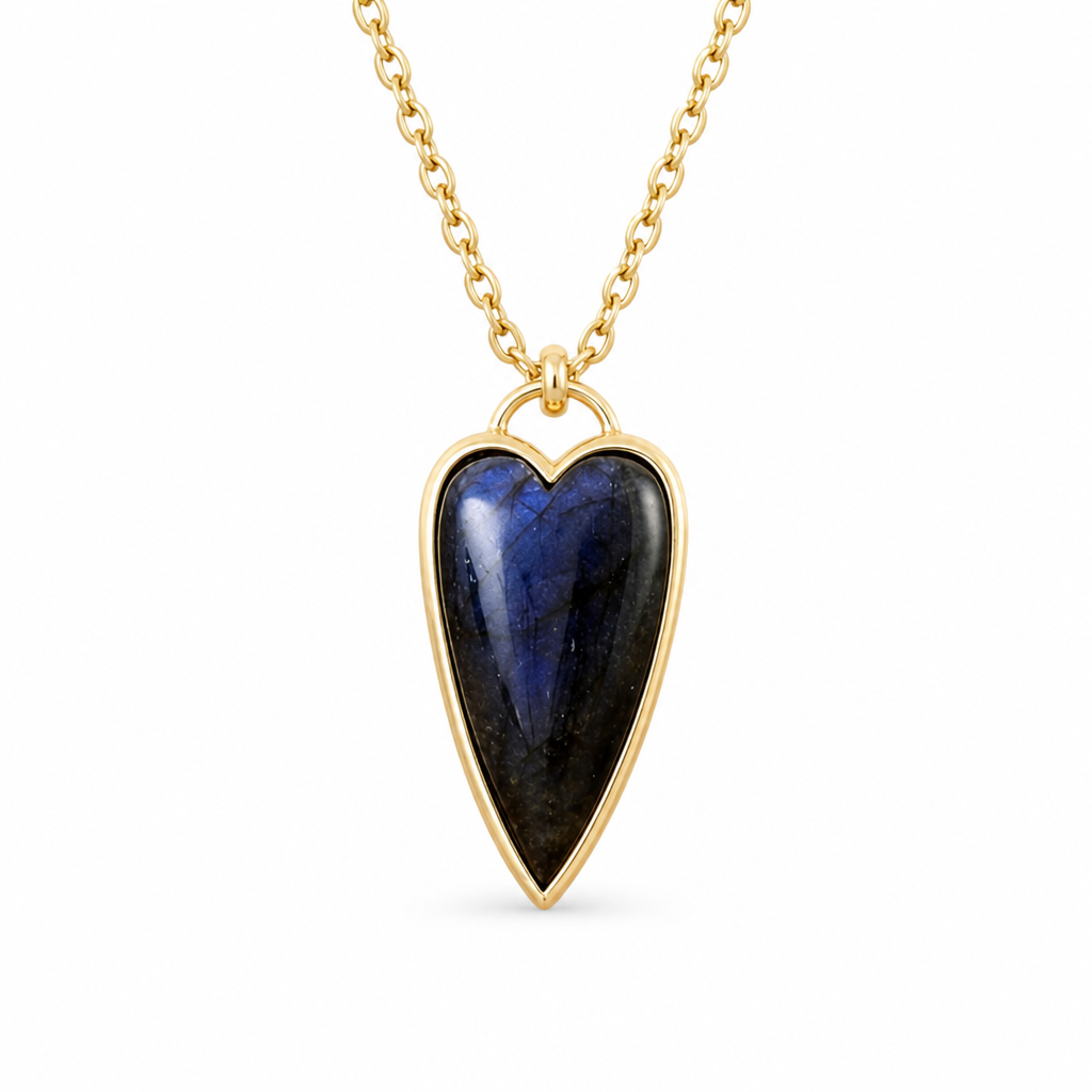 Copper Labradorite Heart Shape Necklace White Master product image featuring Labradorite.