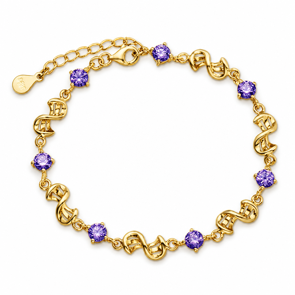 Amethyst White Gold Tone Link Bracelet White Master product image featuring Amethyst.