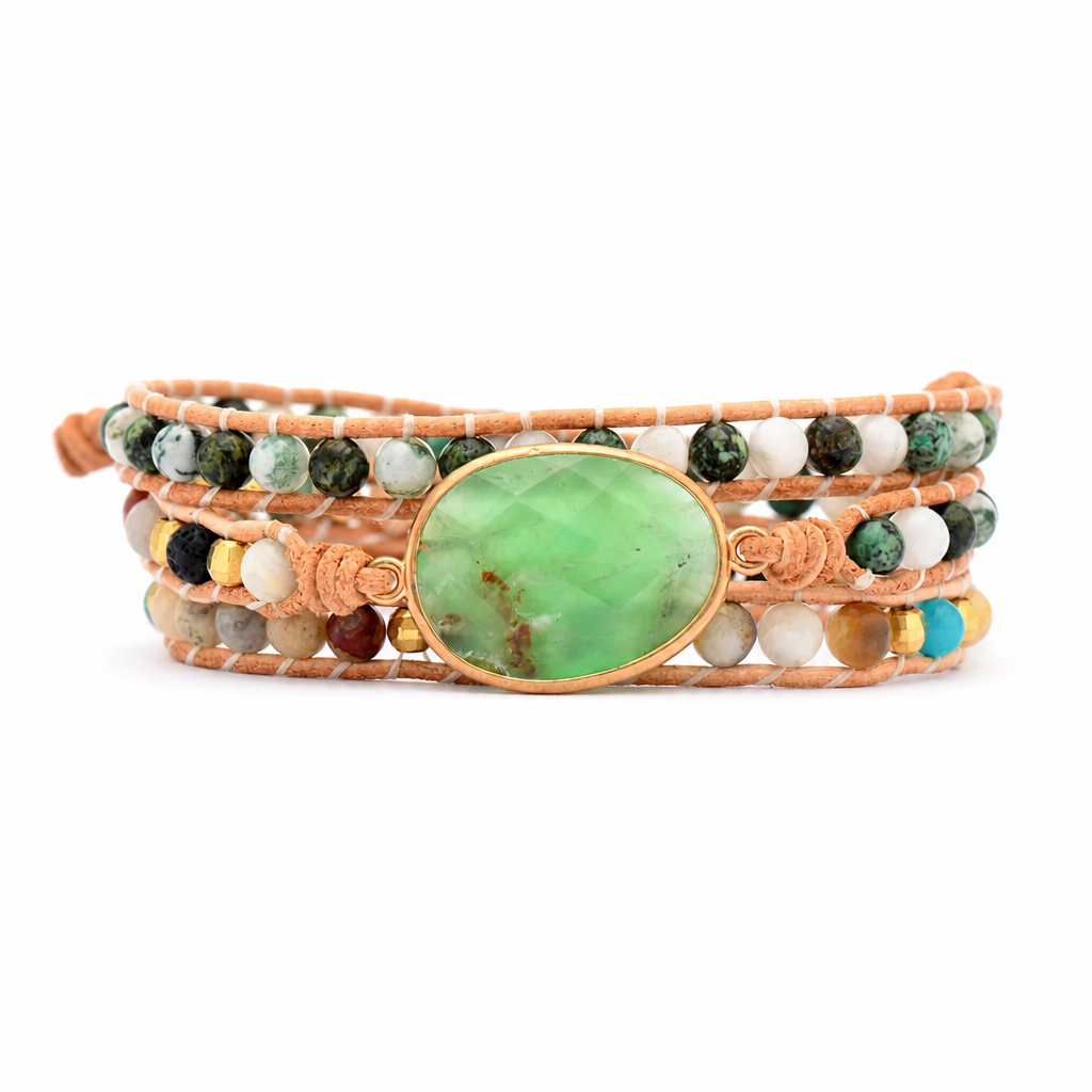 Natural Stone & Agate Layered Bracelet White Master product image featuring Agate.