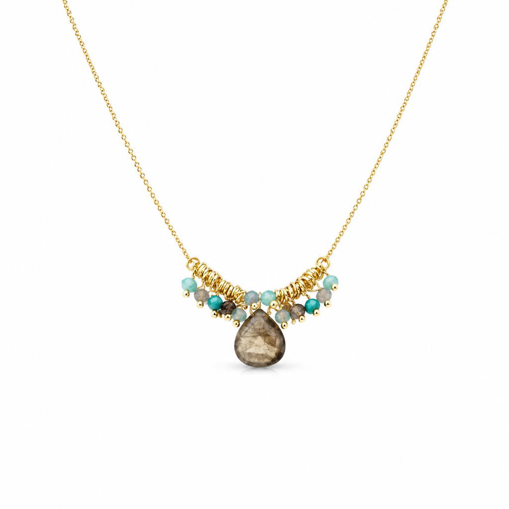 Smoky Quartz Drop Necklace White Master product image featuring Natural Stone.