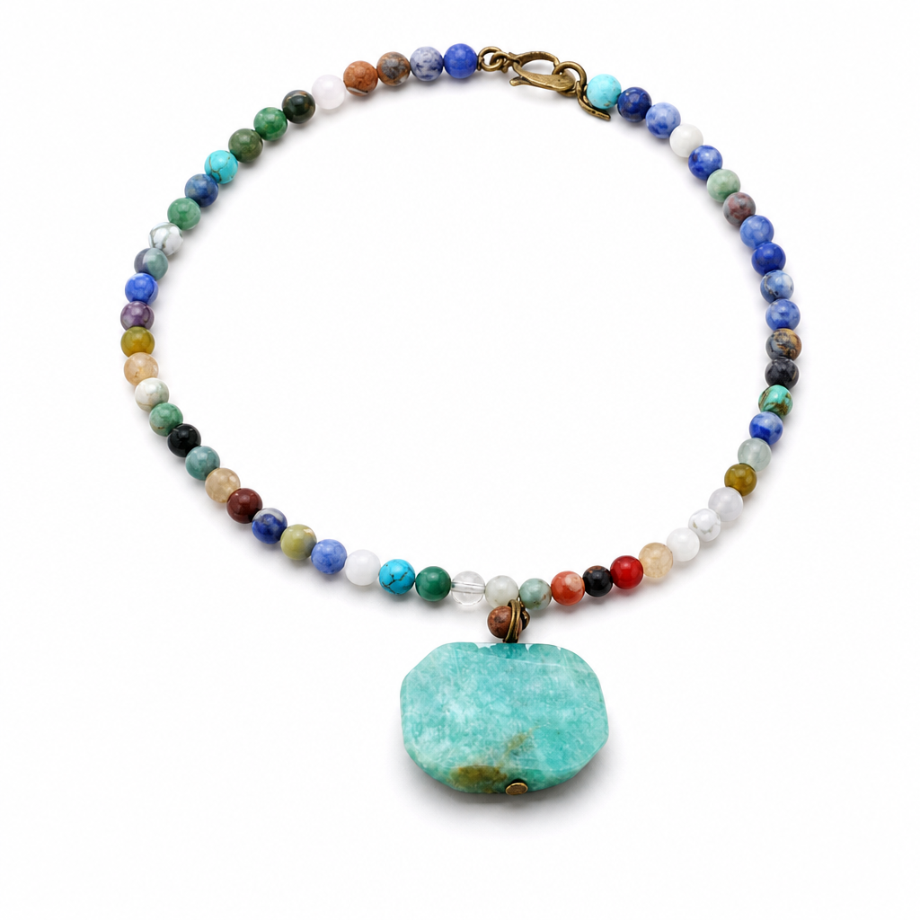 Amazonite Choker Necklace White Master product image featuring Natural Stone.