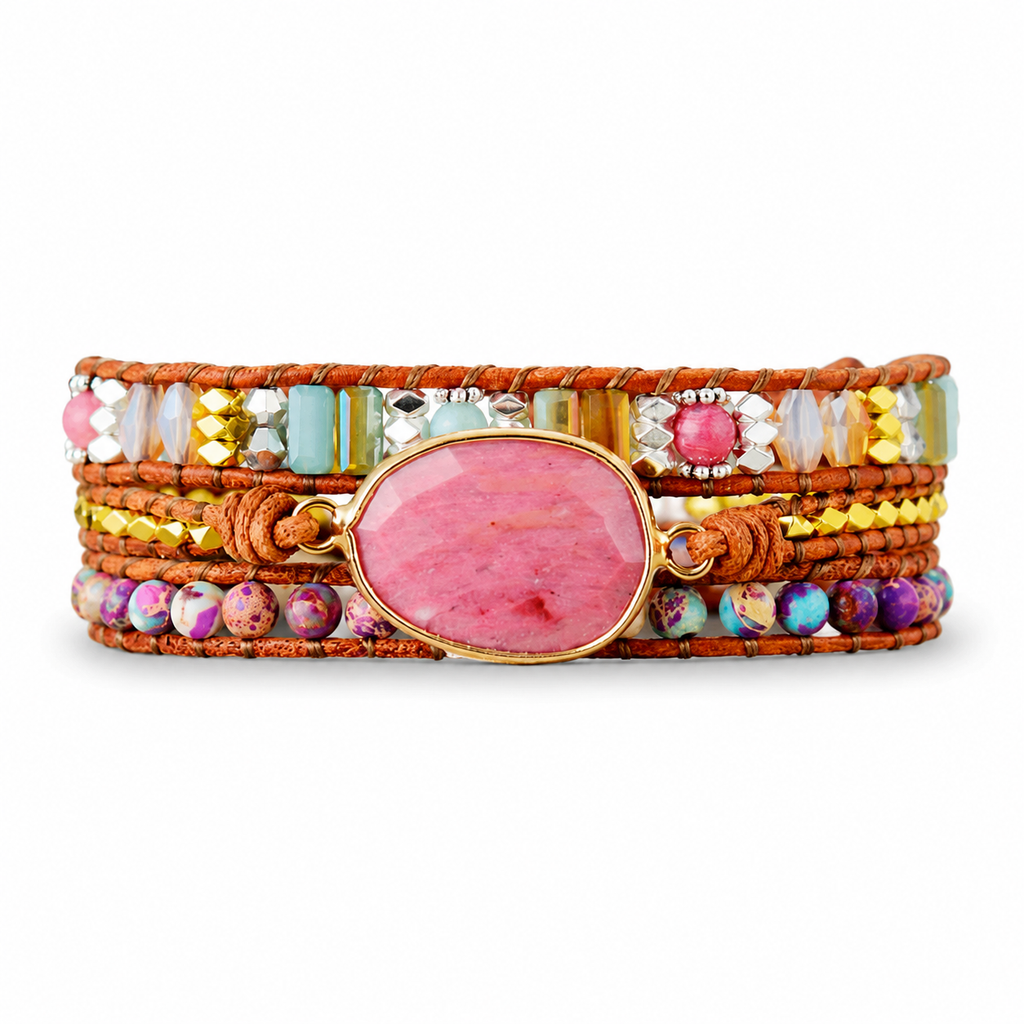 Handmade Crystal Beaded Natural Stone Bracelet White Master product image featuring Crystal.