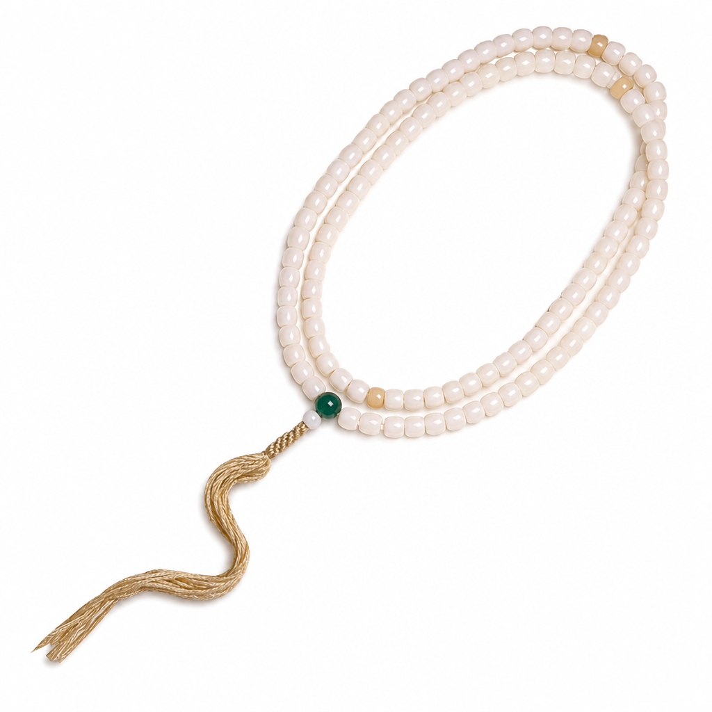 Natural White Jade Bodhi Root 108 Bracelets White Master product image featuring Jade.