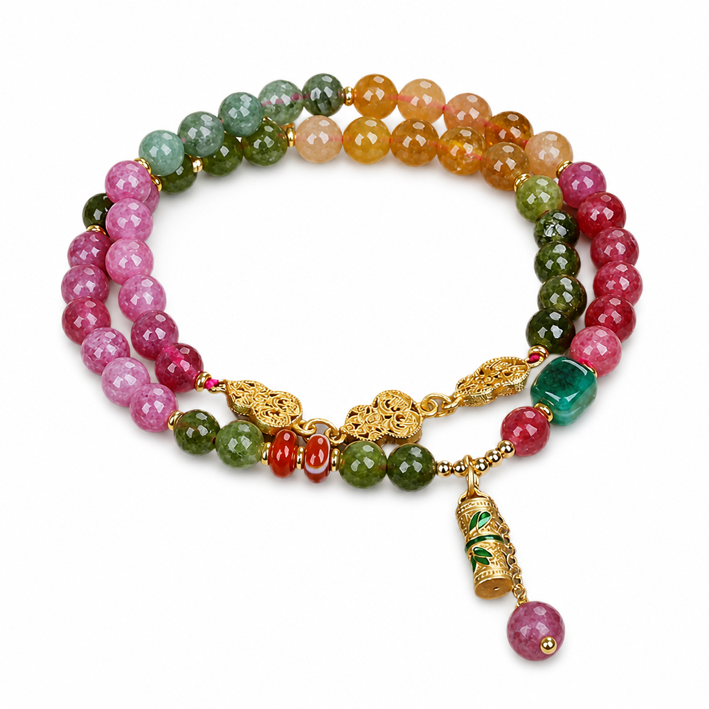 Multicolor Agate Bead Bracelet White Master product image featuring Agate.