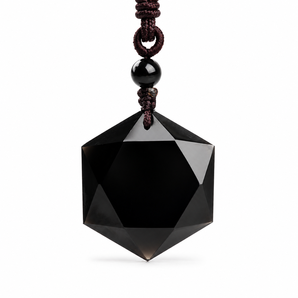 White background reference image of the Obsidian Six-Pointed Star Pendant Necklace.