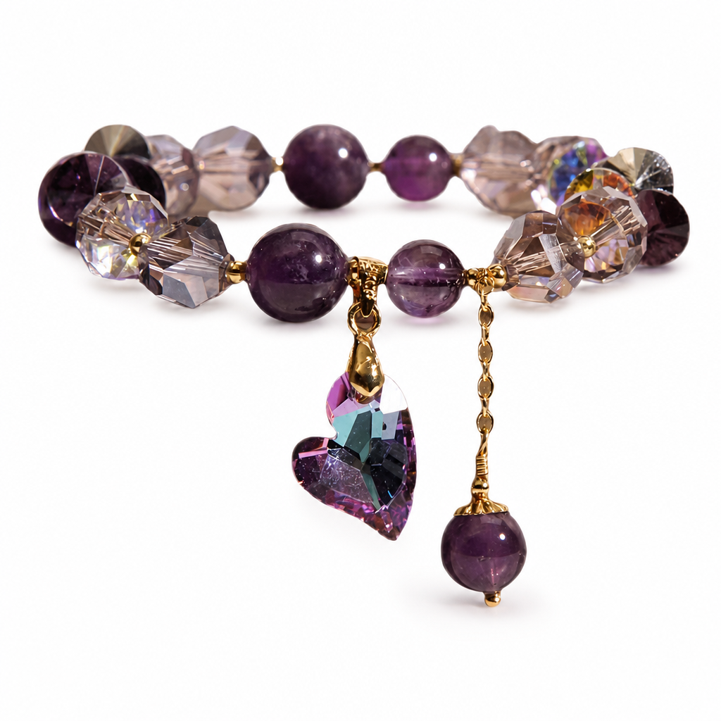 Purple Heart Amethyst Bracelet White Master product image featuring Amethyst.