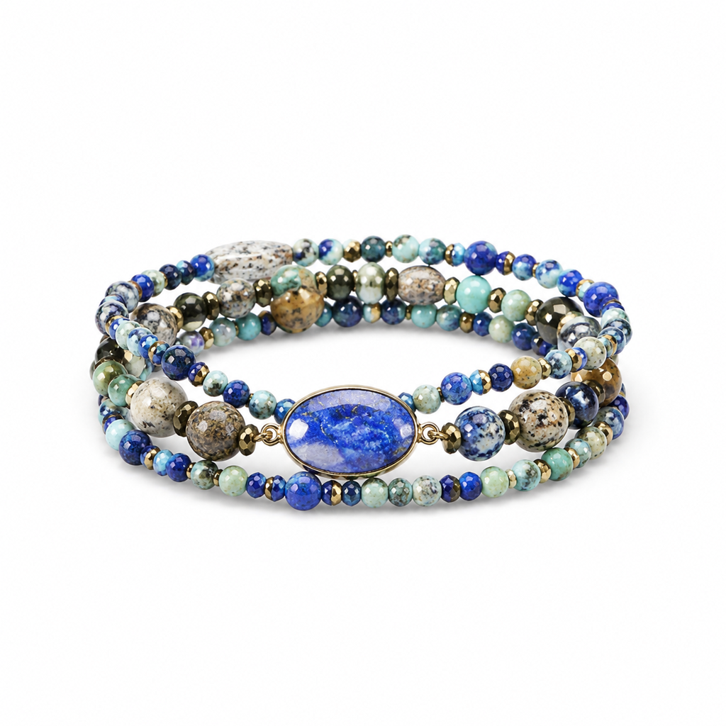 Imperial Stone Heart Three Layered Bracelet White Master product image featuring Lapis Lazuli.