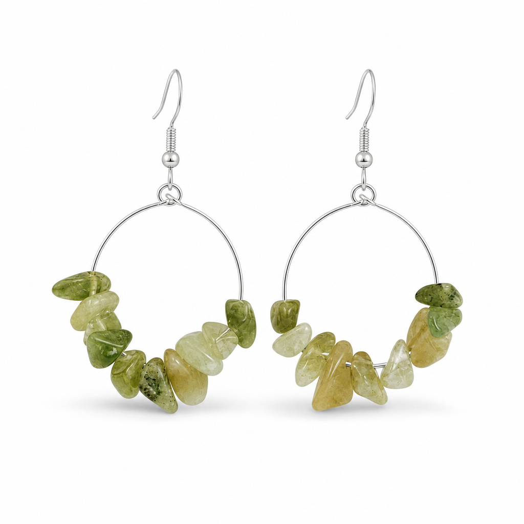 Natural Stone Chip Earrings White Master product image featuring Tiger Eye.