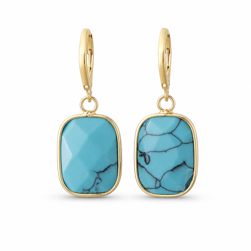 Copper Natural Stone Dangle Earrings White Master product image featuring 18k Gold Plated.