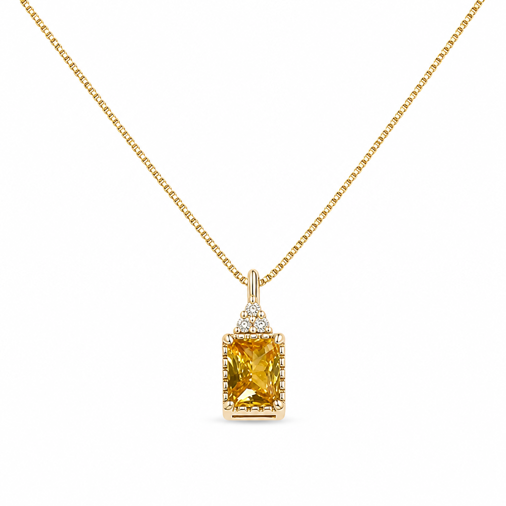 Citrine Yellow Zircon Pendant Necklace White Master product image featuring Citrine.