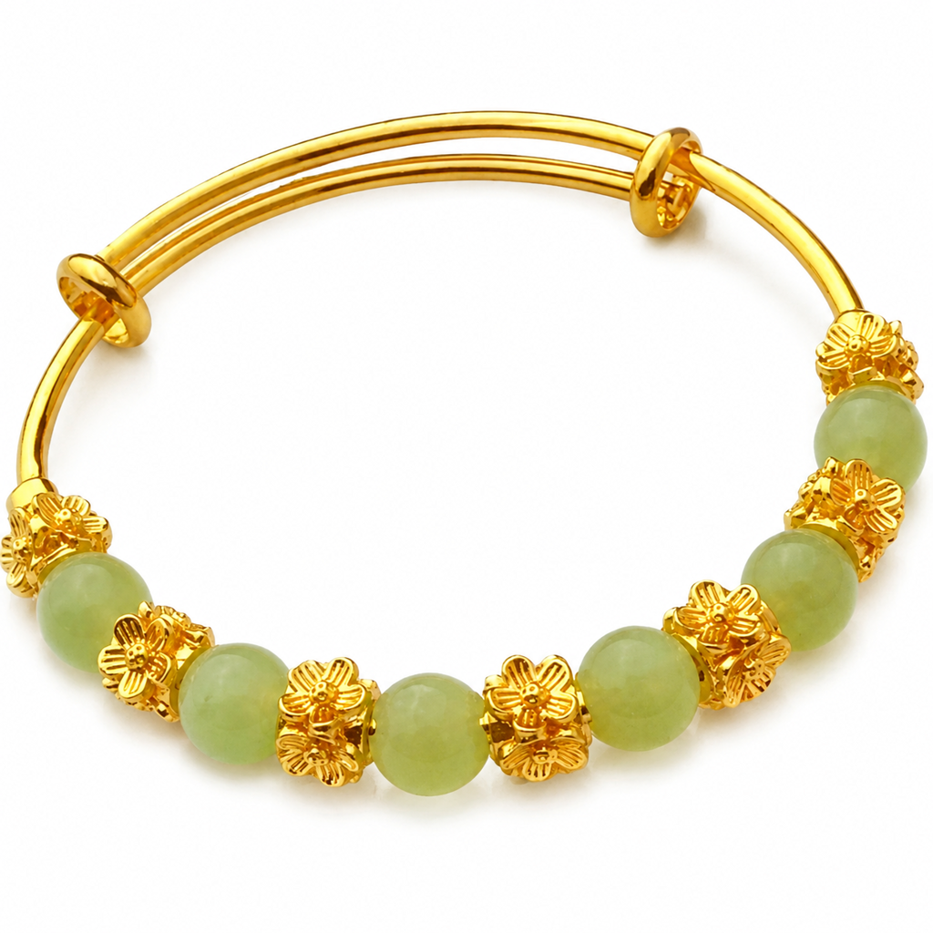 Green Chalcedony Flower Bracelet White Master product image featuring Chalcedony.