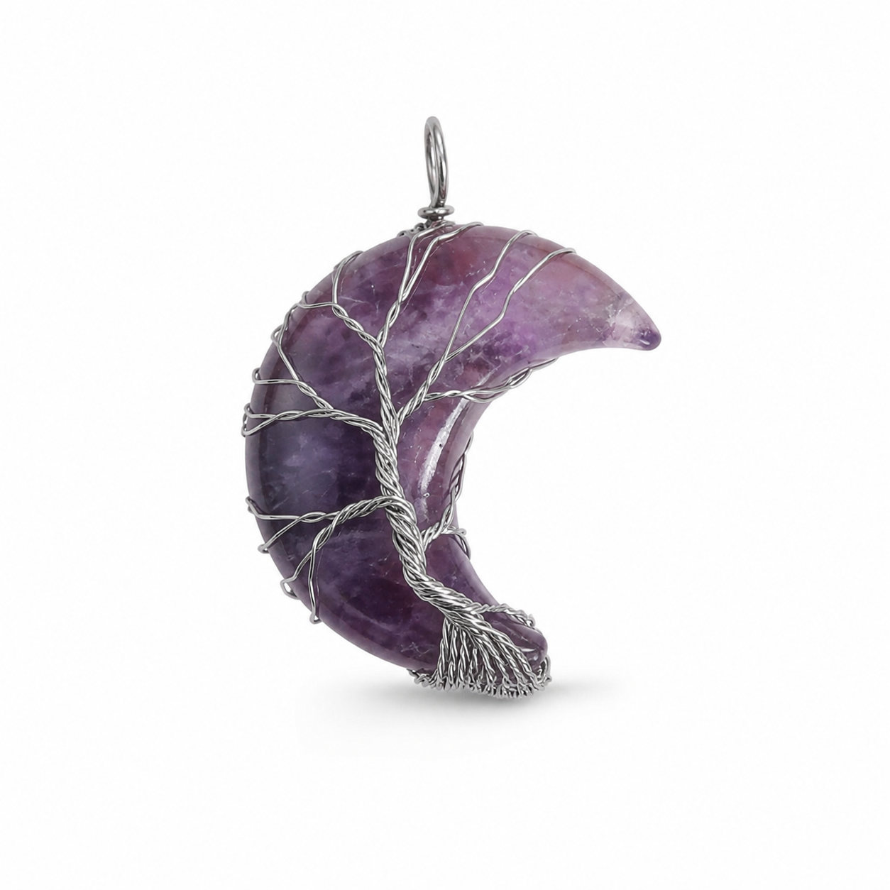 White background reference image of the Amethyst Moon Tree of Life Necklace.