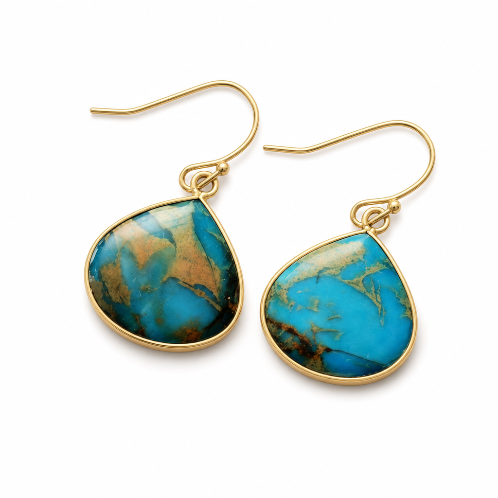 18K Gold Plated Natural Stone Earrings White Master product image featuring 18k Gold Plated.