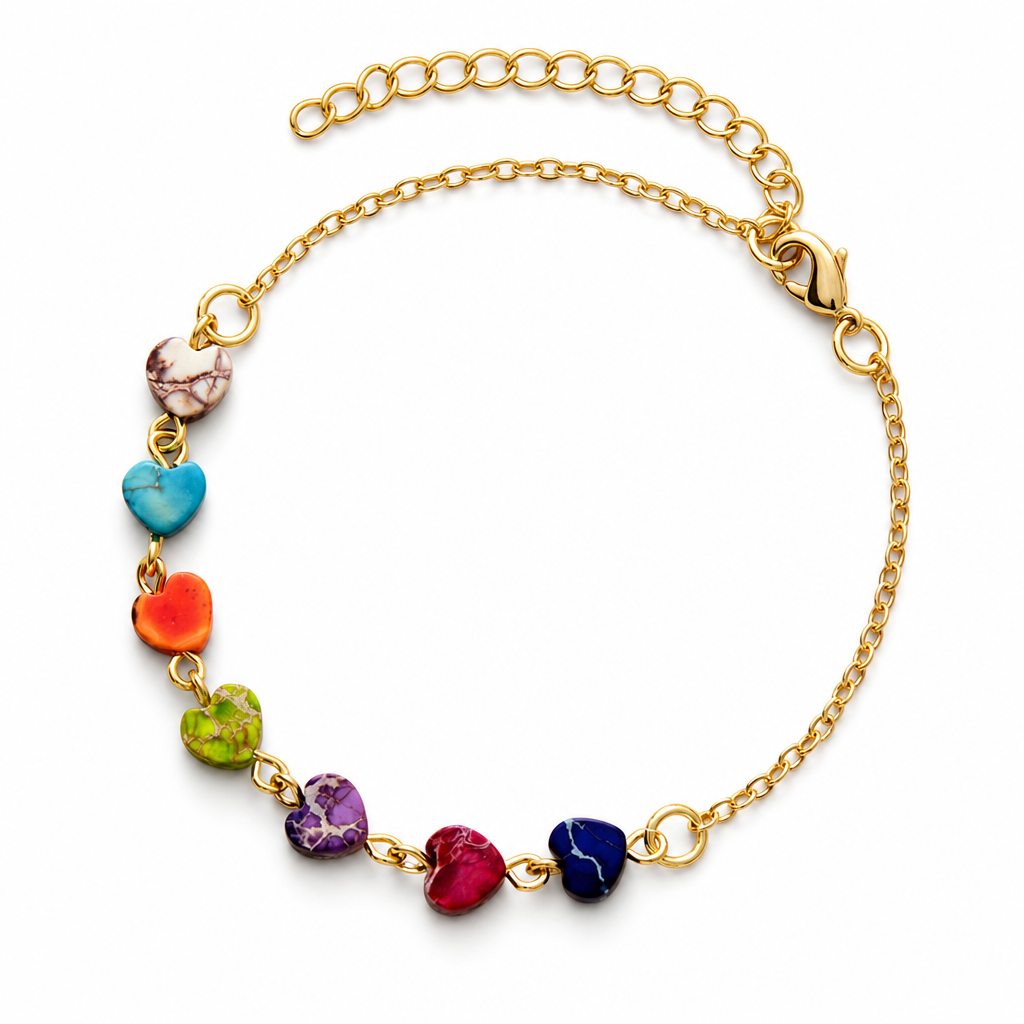 Heart Natural Stone Bracelet White Master product image featuring Natural Stone.