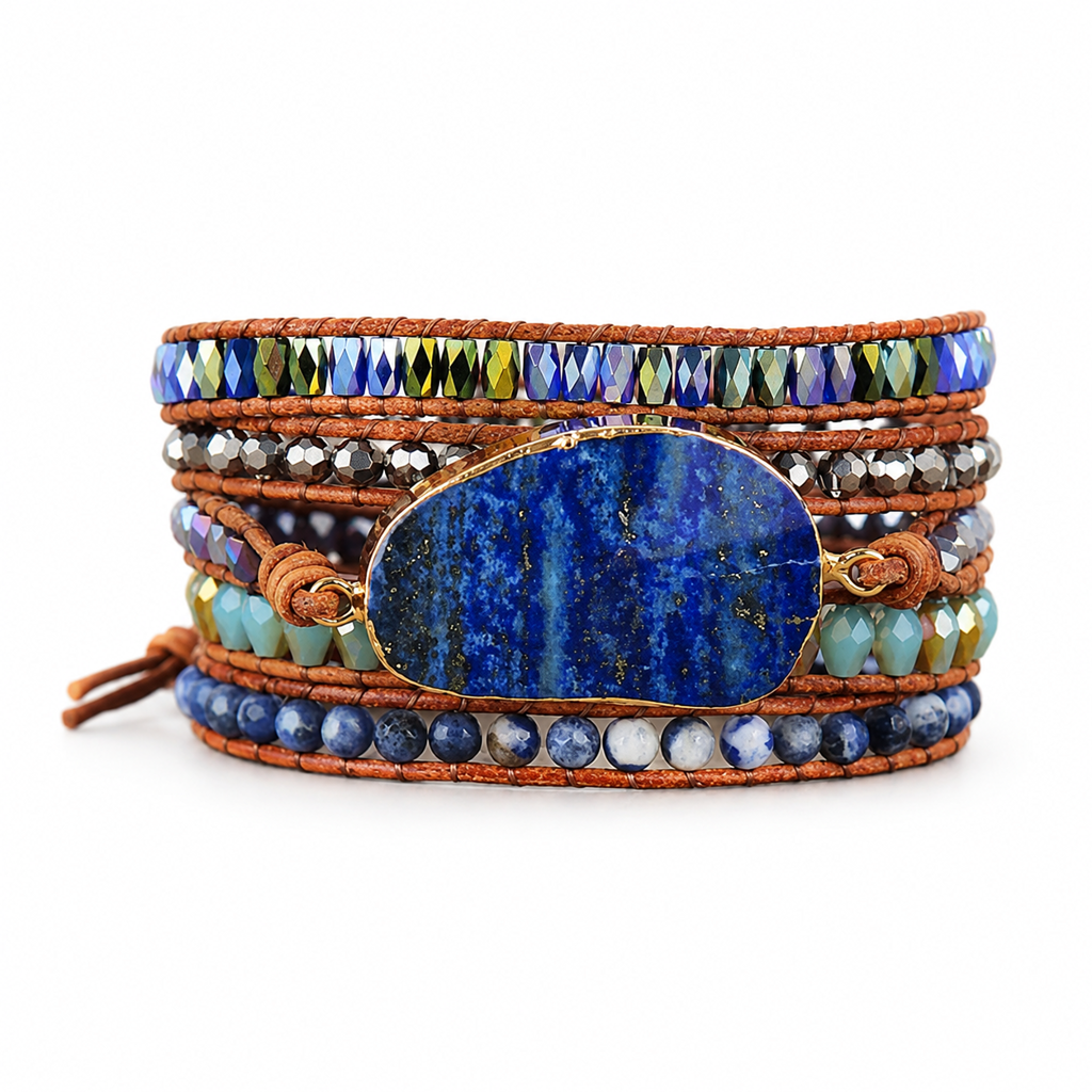 Lapis Lazuli Layered Bracelet White Master product image featuring Lapis Lazuli.