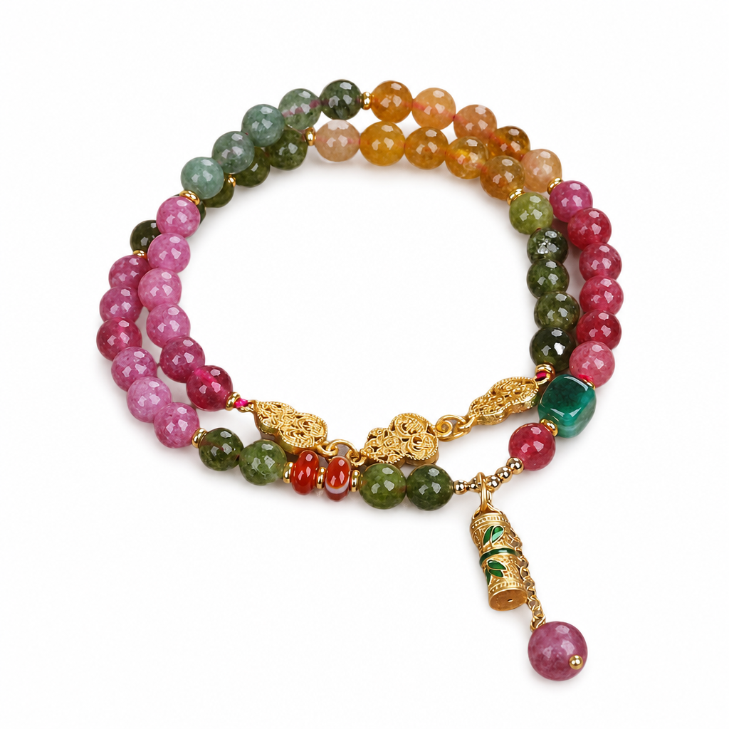 Jade Color Tourmaline Bead Bracelet White Master product image featuring Black Tourmaline.