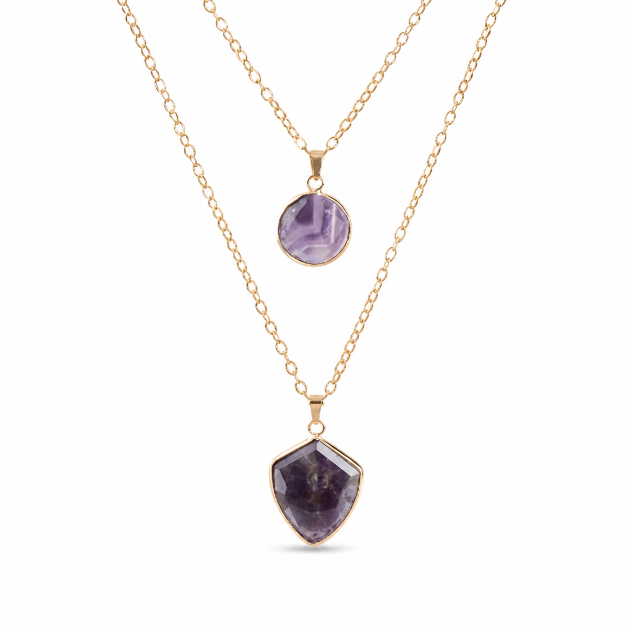 Moonstone Pendant Double Chain Necklace White Master product image featuring Moonstone.