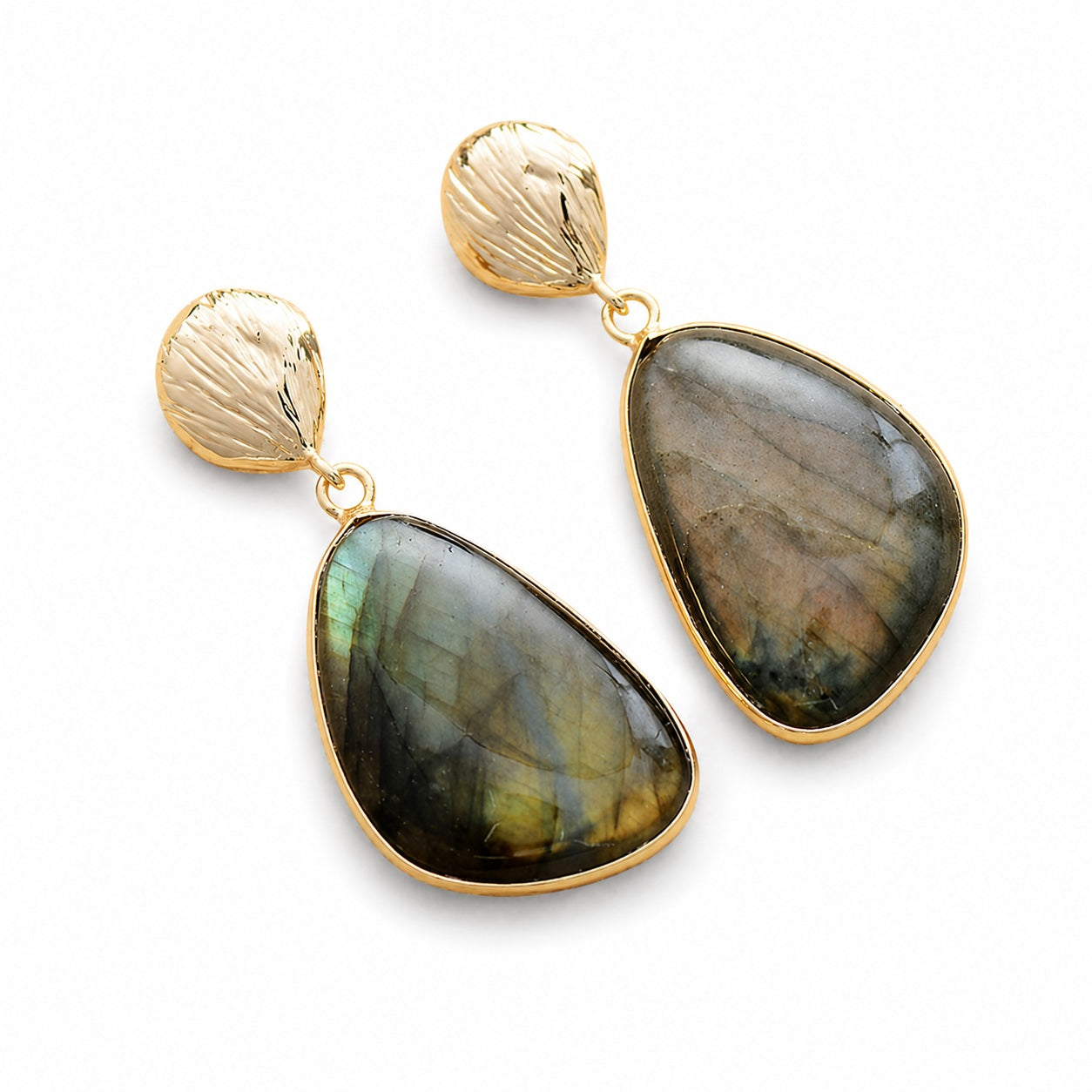 Labradorite Drop Earrings Main Hero product image featuring Labradorite.