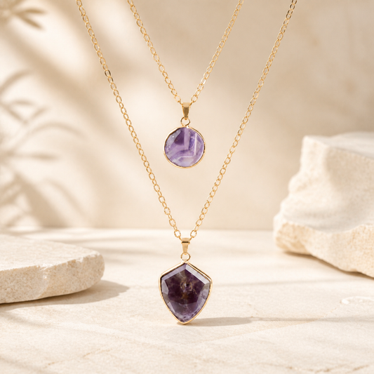 Moonstone Pendant Double Chain Necklace Hero Main product image featuring Moonstone.