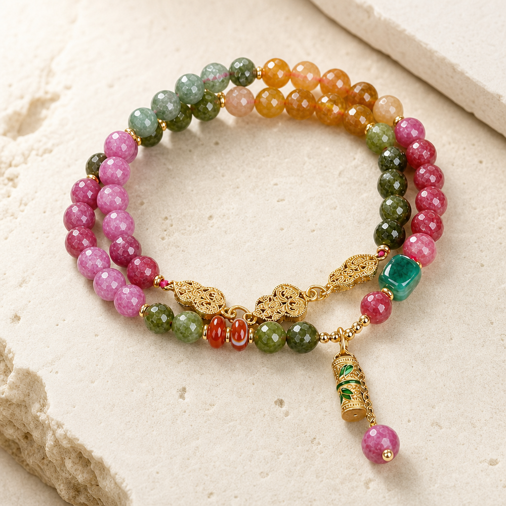 Multicolor Agate Bead Bracelet Hero Main product image featuring Agate.