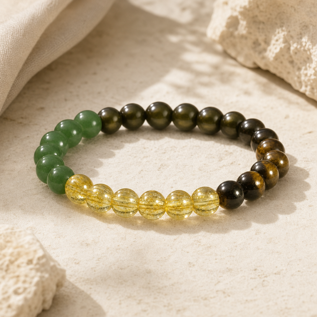 Citrine Green Aventurine Tiger Eye Bracelet Hero Main product image featuring Citrine.