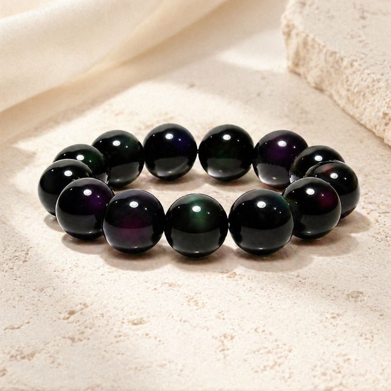Black Obsidian 8mm Bead Bracelet Main Hero product image featuring Black Obsidian.