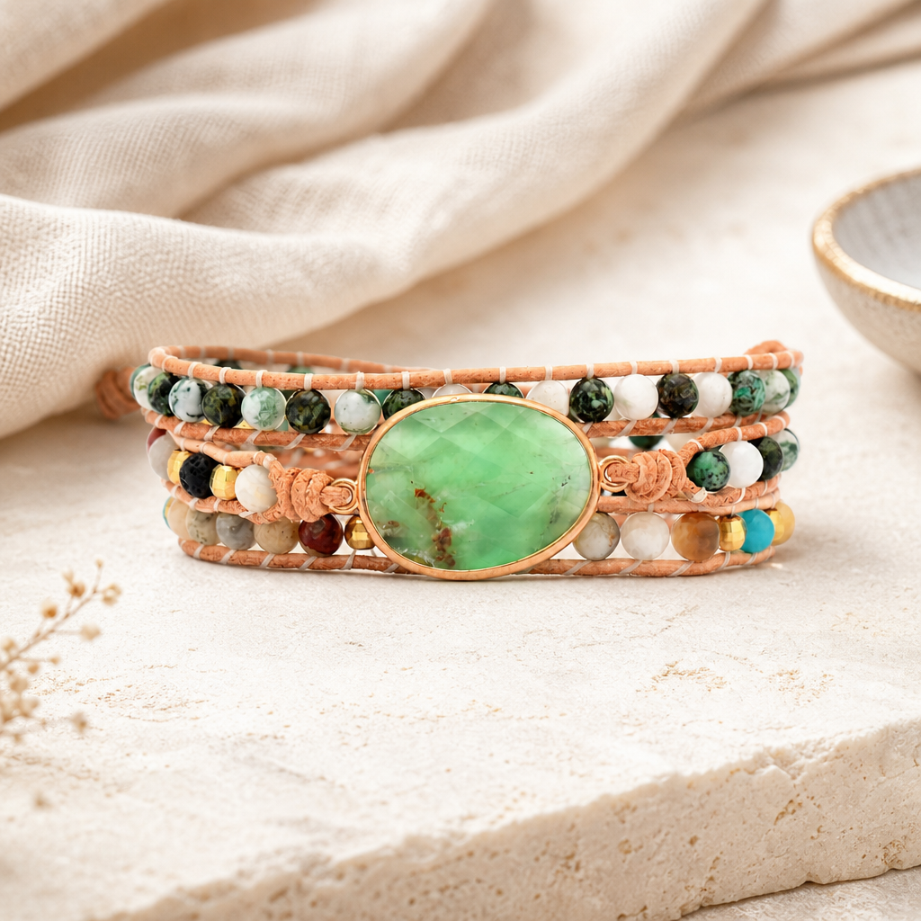 Natural Stone & Agate Layered Bracelet Hero Main product image featuring Agate.