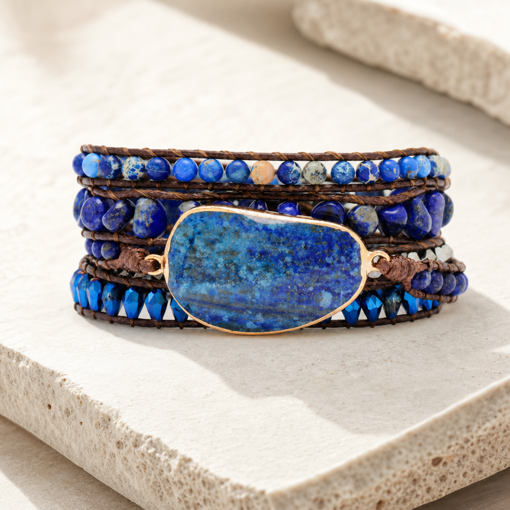Alloy Bead Braided Bracelet Hero Main product image featuring Lapis Lazuli.