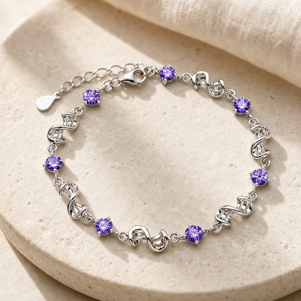 Amethyst Silver Link Bracelet Hero Main product image featuring Amethyst.