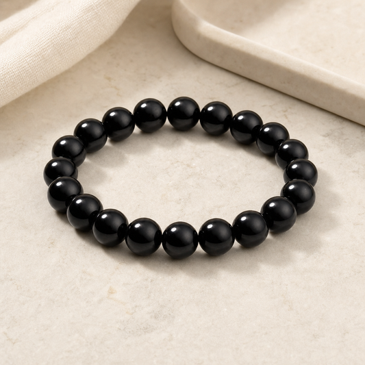 Black Agate Bead Bracelet Hero Main product image featuring Agate.